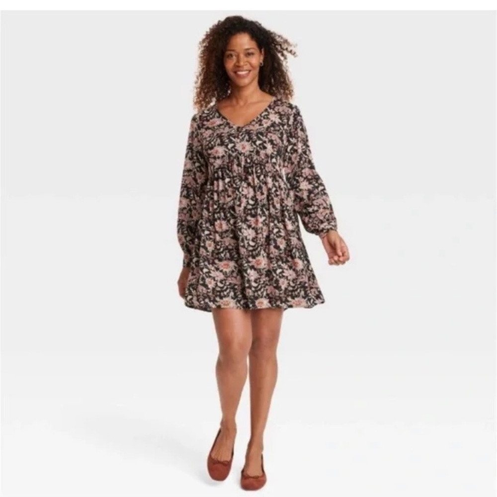 NWT Knox Rose Floral Bishop Sleeve Mini Dress